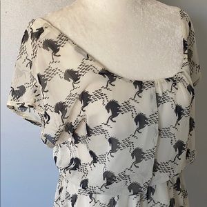 Horse pony bird quirky critter print tunic dress